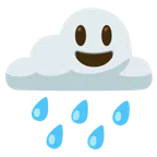 Wolke mit Regen + grinsendes Gesicht mit großen Augen