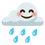 Wolke mit Regen + lächelndes Gesicht mit lachenden Augen