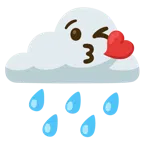 Wolke mit Regen + Kuss zuwerfendes Gesicht