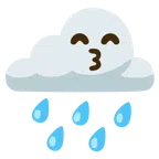 Wolke mit Regen + küssendes Gesicht mit lächelnden Augen