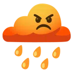 Wolke mit Regen + schmollendes Gesicht