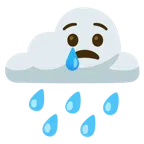 Wolke mit Regen + weinendes Gesicht