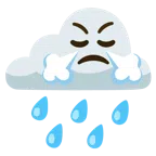 Wolke mit Regen + schnaubendes Gesicht