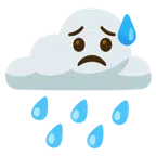 Wolke mit Regen + trauriges aber erleichtertes Gesicht