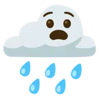 Wolke mit Regen + qualvolles Gesicht