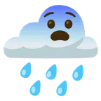 Wolke mit Regen + ängstliches Gesicht