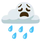 Wolke mit Regen + erschöpftes Gesicht