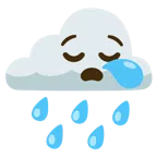Wolke mit Regen + schläfriges Gesicht