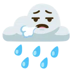 Wolke mit Regen + Gesicht, das ausatmet