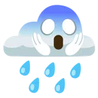 Wolke mit Regen + vor Angst schreiendes Gesicht