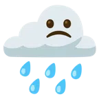 Wolke mit Regen + betrübtes Gesicht