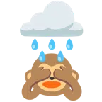 Wolke mit Regen + sich die Augen zuhaltendes Affengesicht