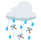 Wolke mit Regen + Hammer und Schraubenschlüssel