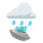 Wolke mit Regen + fliegende Untertasse