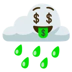 Wolke mit Regen + Gesicht mit Dollarzeichen