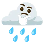 Wolke mit Regen + nachdenkendes Gesicht