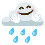 Wolke mit Regen + Gesicht mit umarmenden Händen
