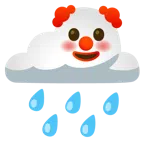 Wolke mit Regen + Clown-Gesicht
