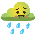 Wolke mit Regen + würgendes Gesicht