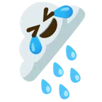Wolke mit Regen + sich vor Lachen auf dem Boden wälzen