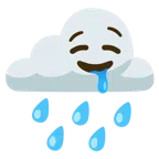 Wolke mit Regen + sabberndes Gesicht