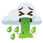 Wolke mit Regen + kotzendes Gesicht