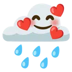 Wolke mit Regen + lächelndes Gesicht mit Herzen