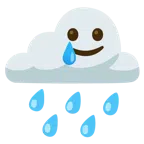 Wolke mit Regen + lachendes Gesicht mit Träne