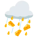 Wolke mit Regen + Käsestück