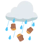 Wolke mit Regen + Holz
