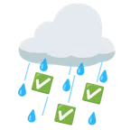 Wolke mit Regen + weißes Häkchen