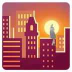 Wolf + Sonnenuntergang in der Stadt