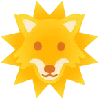 Wolf + Sonne mit Gesicht