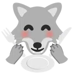 Wolf + Teller mit Messer und Gabel