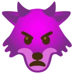 Wolf + wütendes Gesicht mit Hörnern
