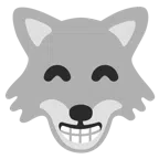 Wolf + strahlendes Gesicht mit lachenden Augen