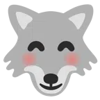 Wolf + lächelndes Gesicht mit lachenden Augen