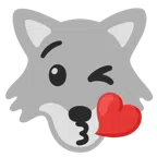 Wolf + Kuss zuwerfendes Gesicht