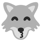 Wolf + küssendes Gesicht mit lächelnden Augen