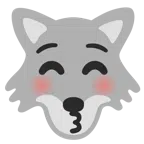 Wolf + küssendes Gesicht mit geschlossenen Augen
