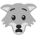 Wolf + qualvolles Gesicht