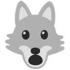 Wolf + Gesicht mit offenem Mund