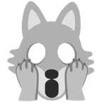 Wolf + vor Angst schreiendes Gesicht