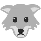 Wolf + betrübtes Gesicht