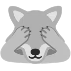 Wolf + sich die Augen zuhaltendes Affengesicht