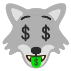 Wolf + Gesicht mit Dollarzeichen