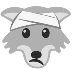Wolf + Gesicht mit Kopfverband