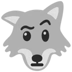 Wolf + Gesicht mit hochgezogenen Augenbrauen