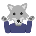 Wolf + schulterzuckende Person