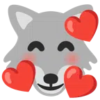 Wolf + lächelndes Gesicht mit Herzen